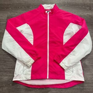 FootJoy Jacket Womens Medium Pink Windbreaker Golf Jacket‎ Full Zip Nylon Golfer